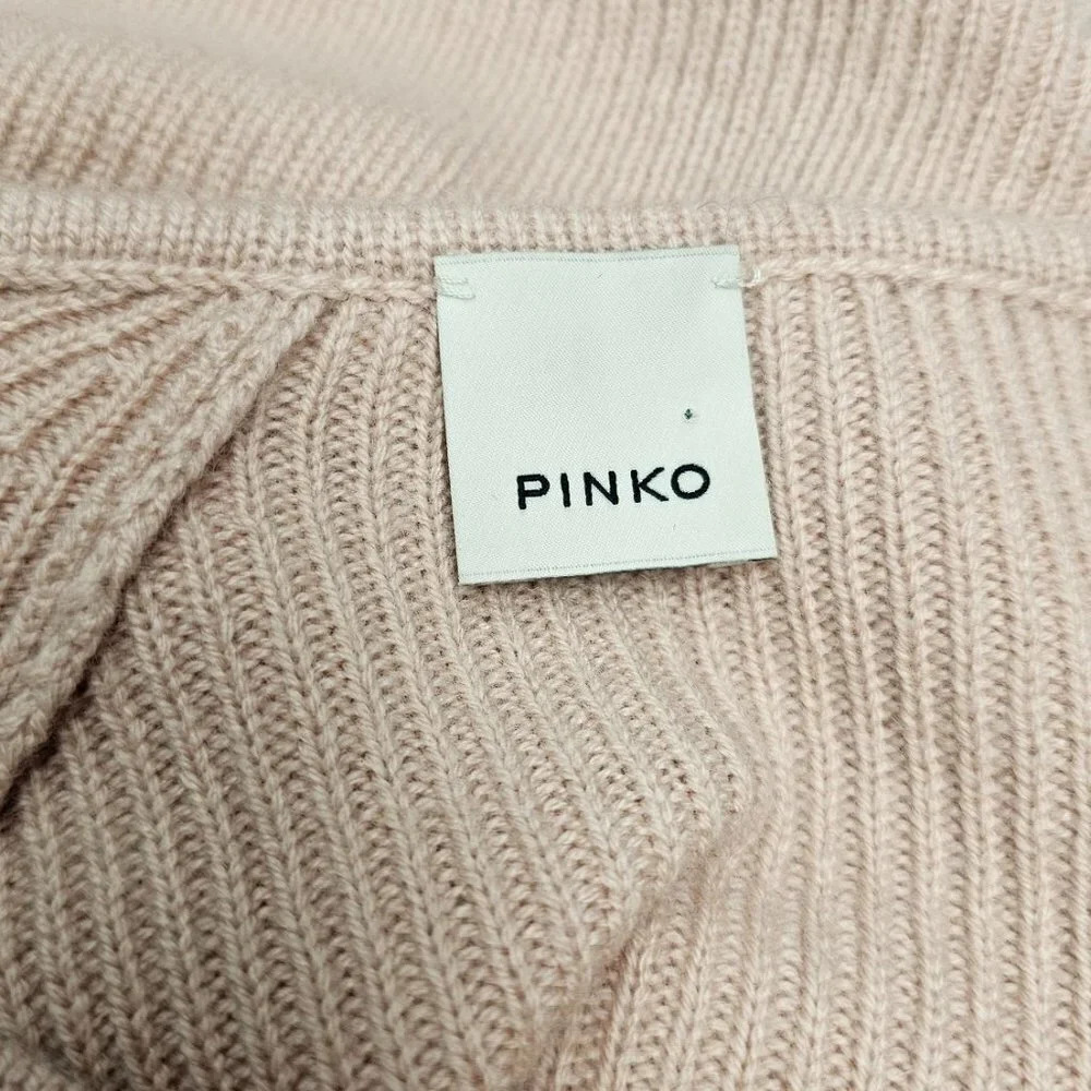 PINKO Asymmetrical Wool Cashmere Ribbed Sweater Pink Size Small - Picture 7 of 9